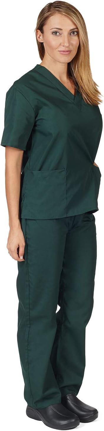 imageNatural Uniforms Womens Scrub Set Medical Scrub Tops and Pants Pack of 6 SetHunter Green