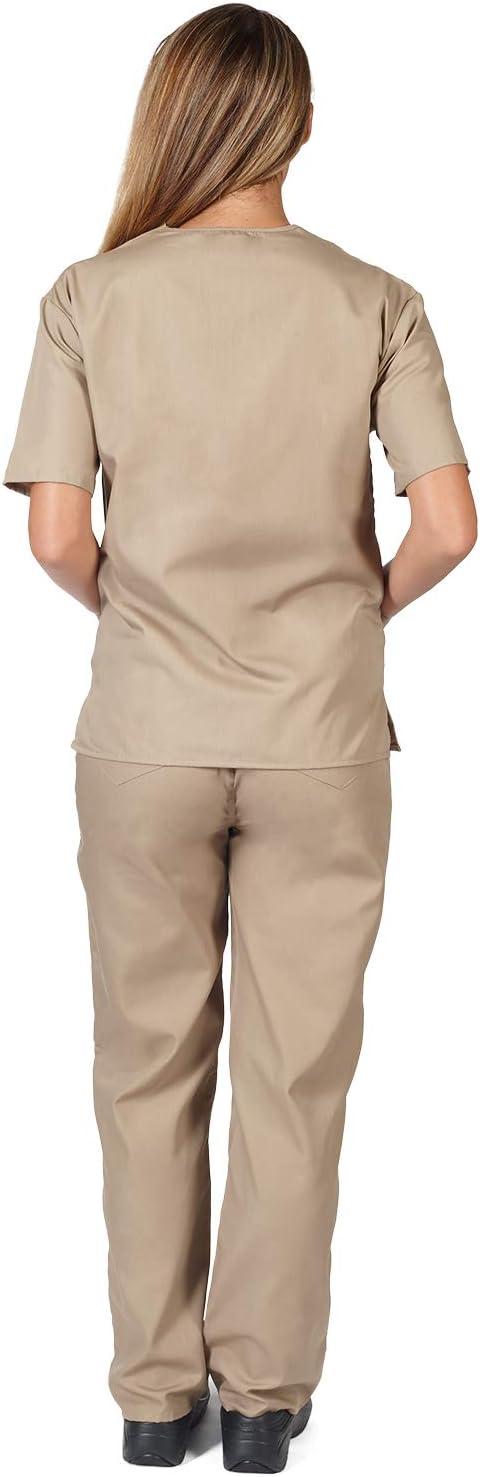 imageNatural Uniforms Womens Scrub Set Medical Scrub Tops and Pants Pack of 6 SetKhaki