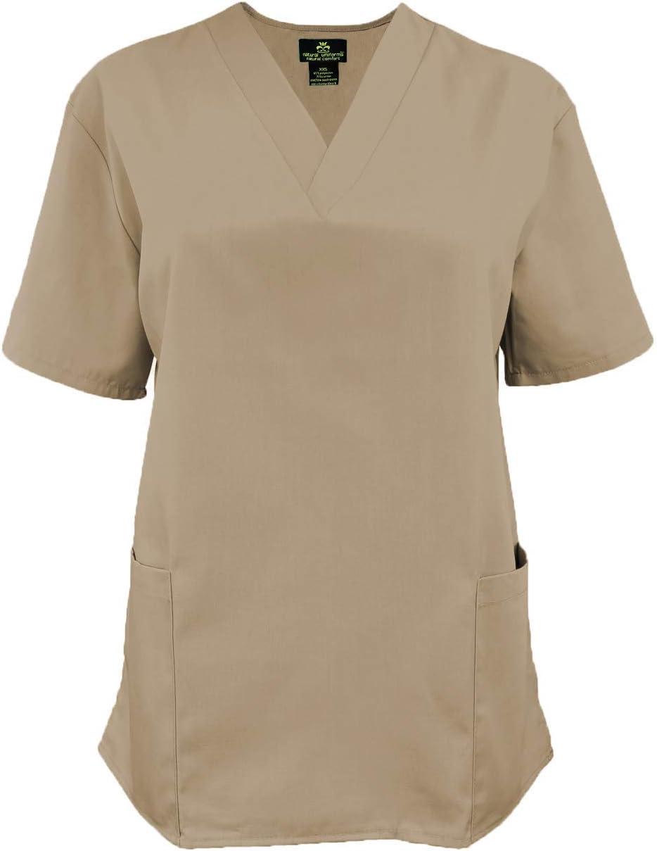 imageNatural Uniforms Womens Scrub Set Medical Scrub Tops and Pants Pack of 6 SetKhaki