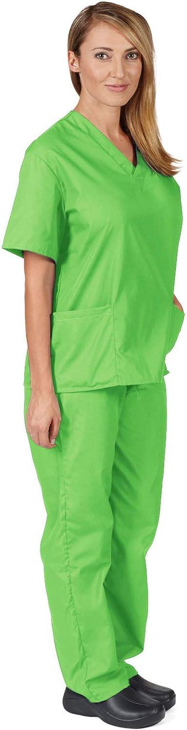 imageNatural Uniforms Womens Scrub Set Medical Scrub Tops and Pants Pack of 6 SetLime Green