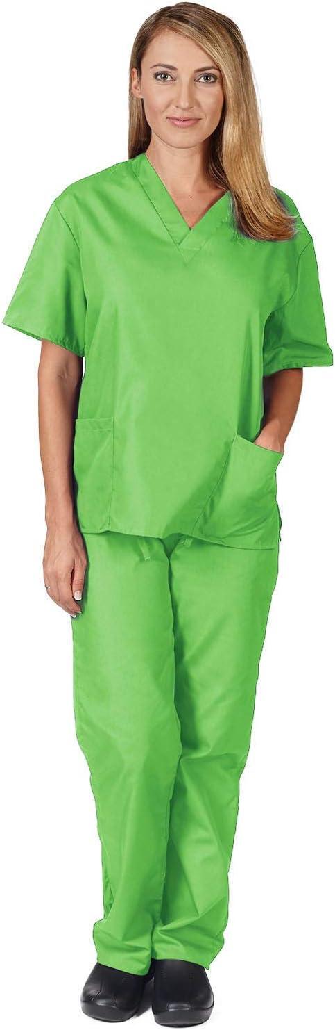 imageNatural Uniforms Womens Scrub Set Medical Scrub Tops and Pants Pack of 6 SetLime Green