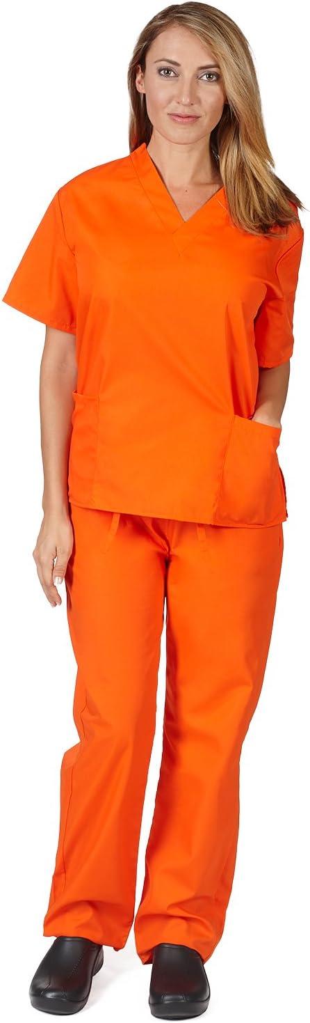 imageNatural Uniforms Womens Scrub Set Medical Scrub Tops and Pants Pack of 6 SetOrange