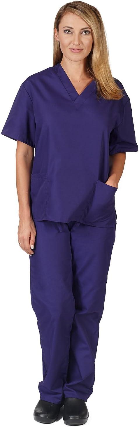imageNatural Uniforms Womens Scrub Set Medical Scrub Tops and Pants Pack of 6 SetPurple