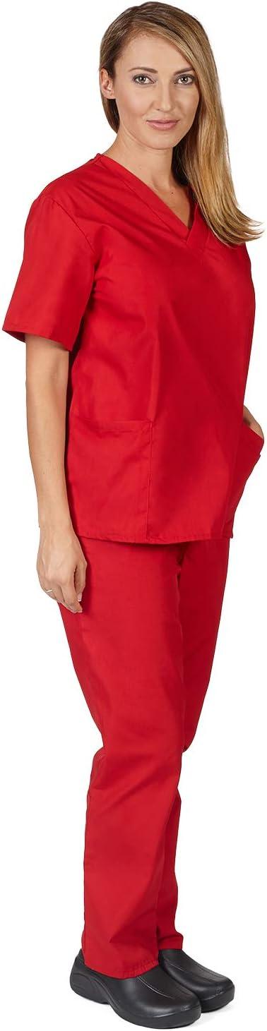 imageNatural Uniforms Womens Scrub Set Medical Scrub Tops and Pants Pack of 6 SetRed