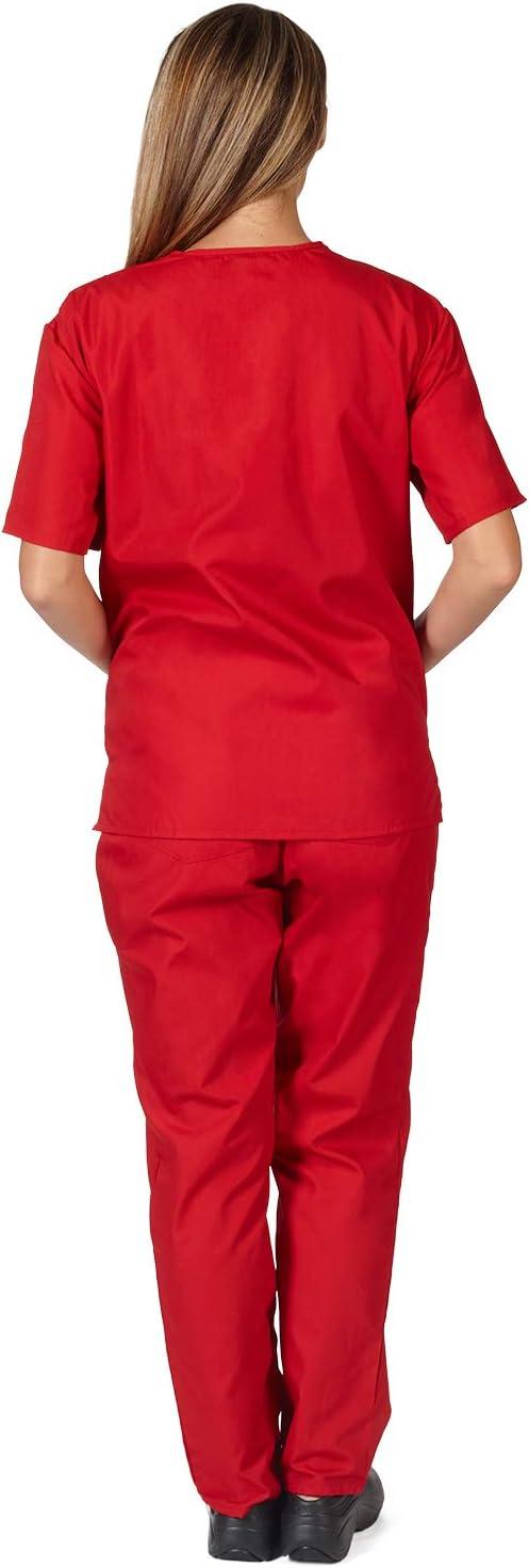 imageNatural Uniforms Womens Scrub Set Medical Scrub Tops and Pants Pack of 6 SetRed