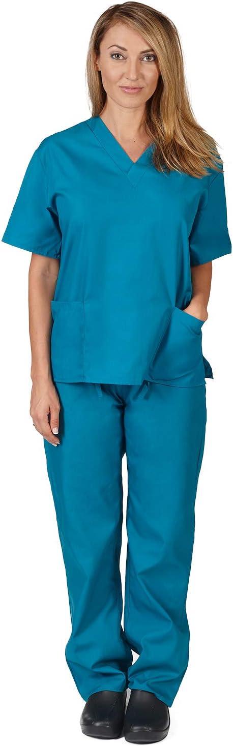 imageNatural Uniforms Womens Scrub Set Medical Scrub Tops and Pants Pack of 6 SetTeal