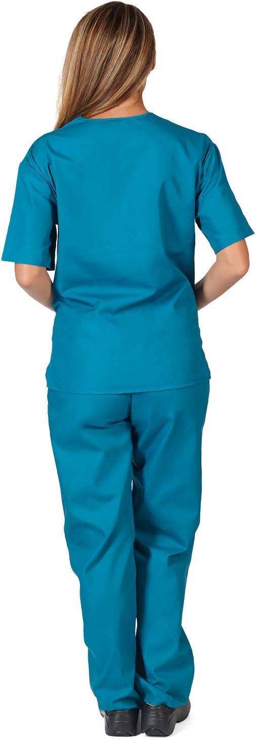 imageNatural Uniforms Womens Scrub Set Medical Scrub Tops and Pants Pack of 6 SetTeal
