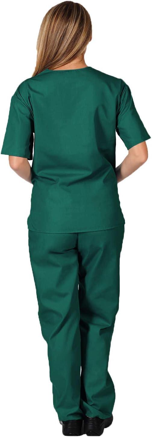 imageNatural Uniforms Womens Scrub Set Medical Scrub Tops and Pants Pack of 6 SetTrue Hunter Green