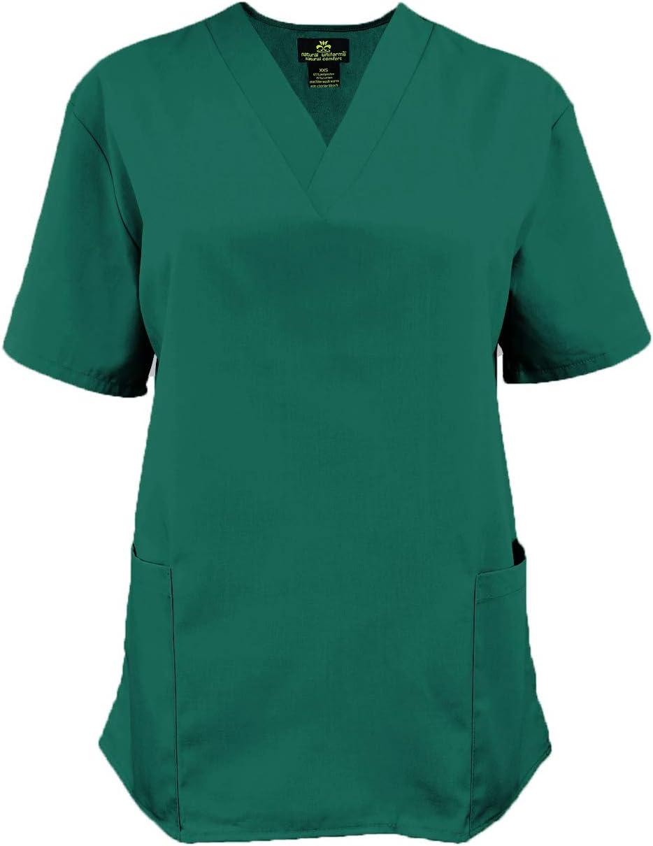 imageNatural Uniforms Womens Scrub Set Medical Scrub Tops and Pants Pack of 6 SetTrue Hunter Green