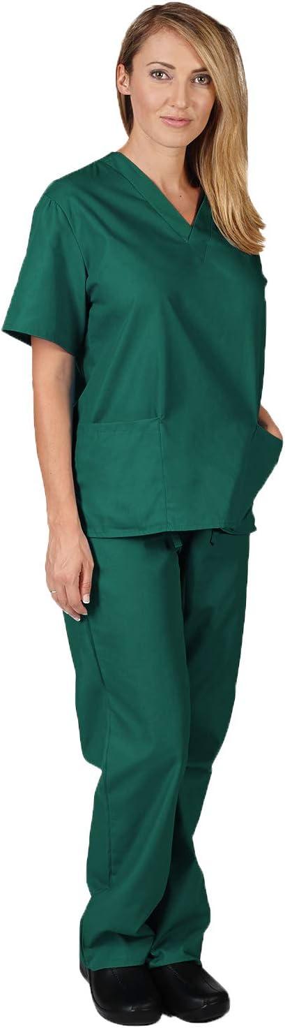 imageNatural Uniforms Womens Scrub Set Medical Scrub Tops and Pants Pack of 6 SetTrue Hunter Green
