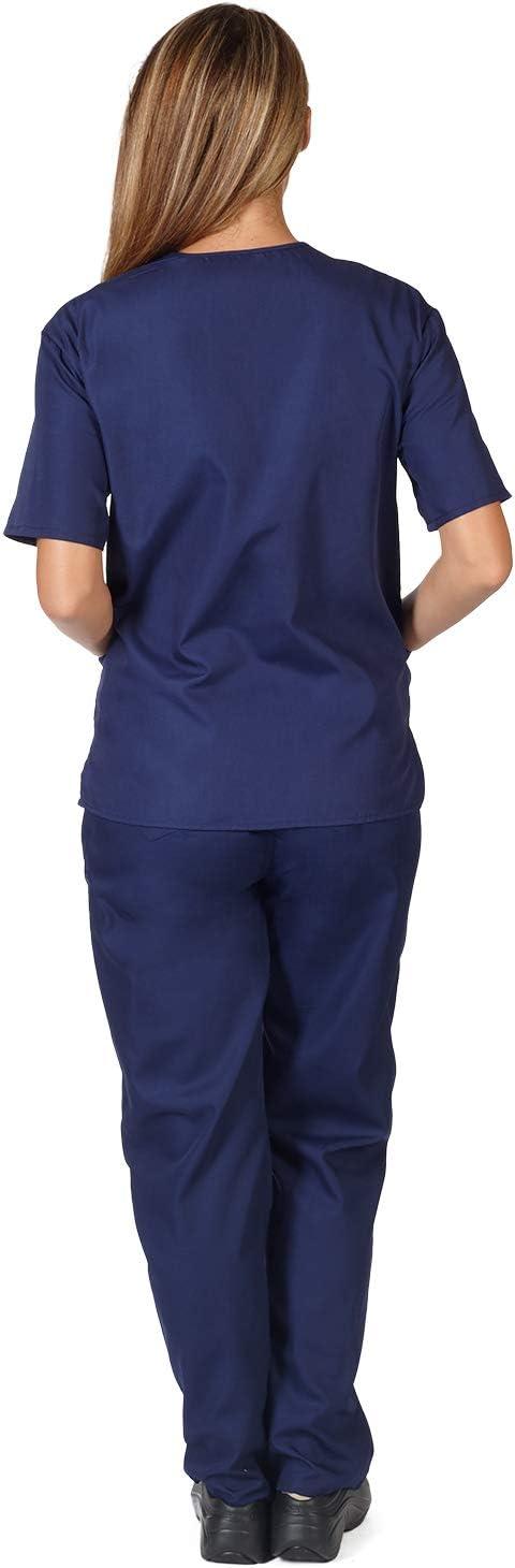 imageNatural Uniforms Womens Scrub Set Medical Scrub Tops and Pants Pack of 6 SetTrue Navy Blue