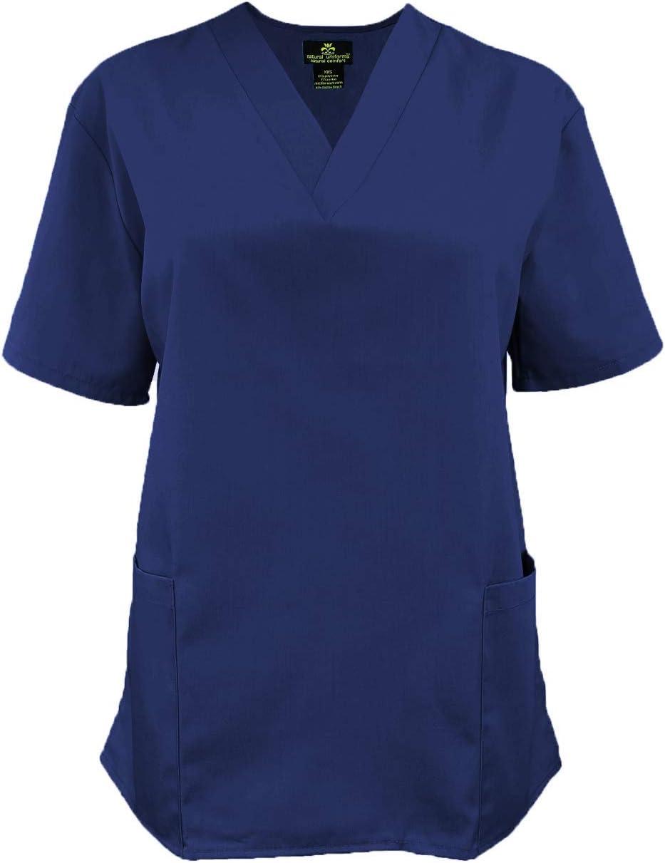 imageNatural Uniforms Womens Scrub Set Medical Scrub Tops and Pants Pack of 6 SetTrue Navy Blue
