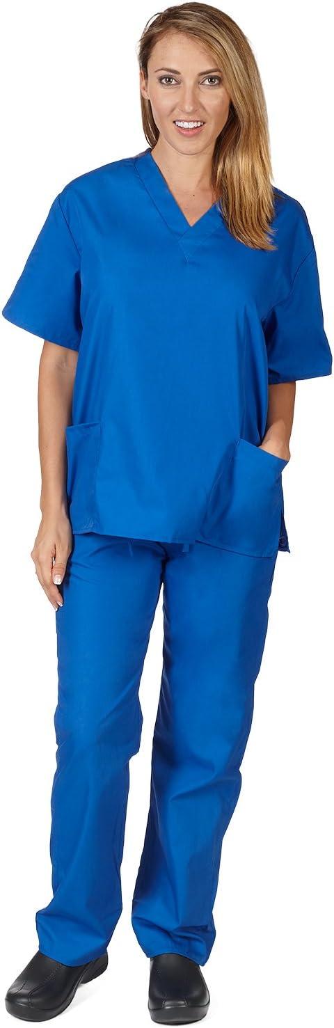 imageNatural Uniforms Womens Scrub Set Medical Scrub Tops and Pants Pack of 6 SetTrue Royal Blue