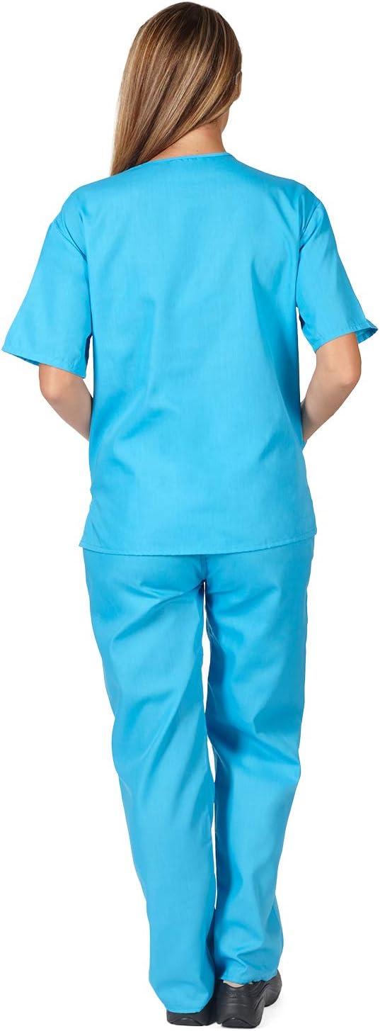 imageNatural Uniforms Womens Scrub Set Medical Scrub Tops and Pants Pack of 6 SetWater Blue