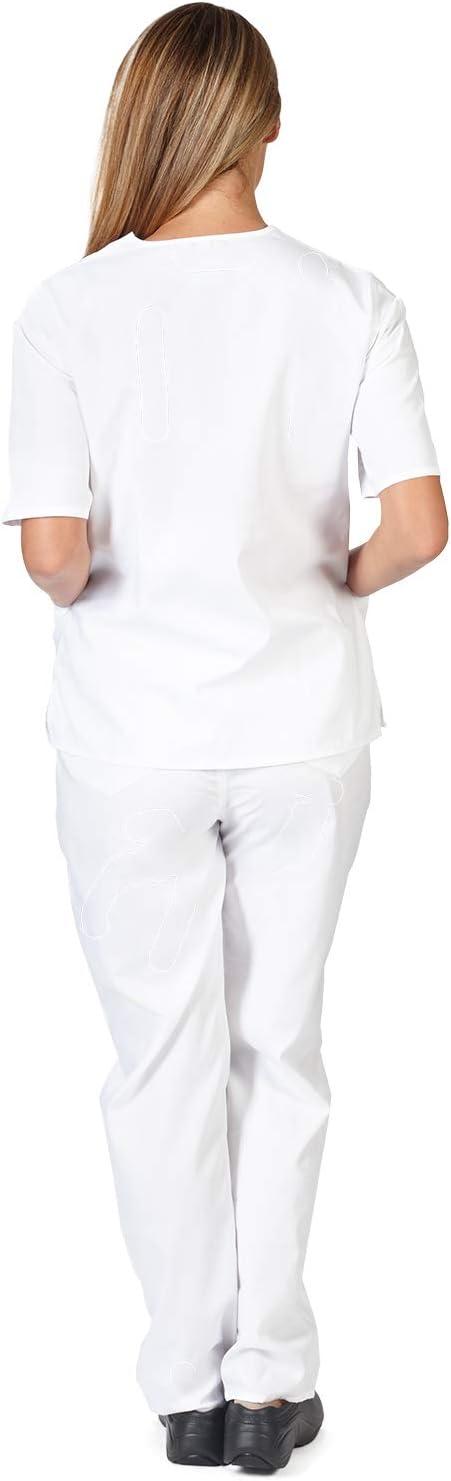 imageNatural Uniforms Womens Scrub Set Medical Scrub Tops and Pants Pack of 6 SetWhite