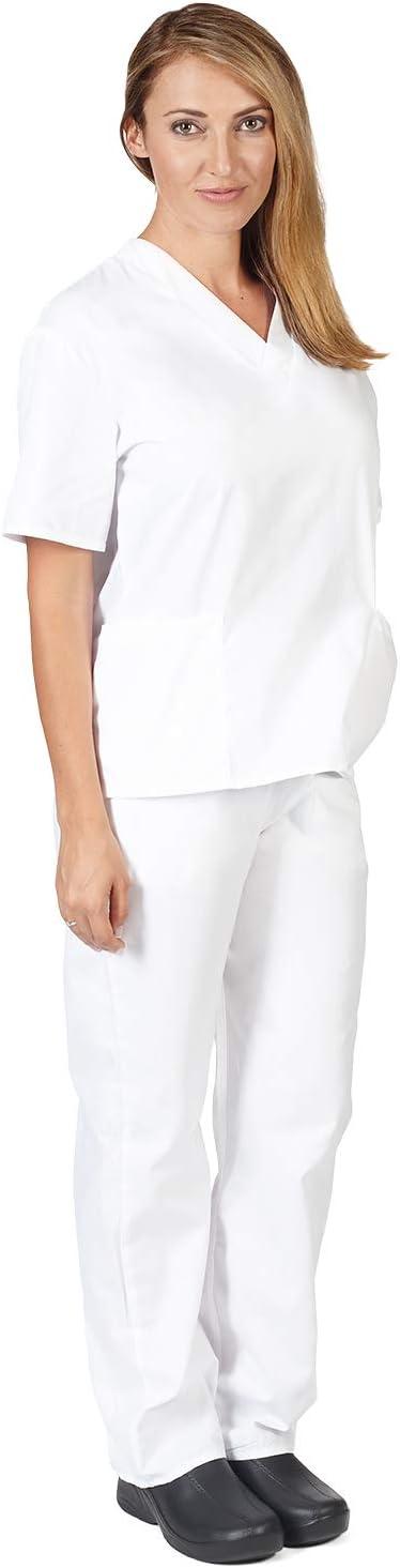 imageNatural Uniforms Womens Scrub Set Medical Scrub Tops and Pants Pack of 6 SetWhite