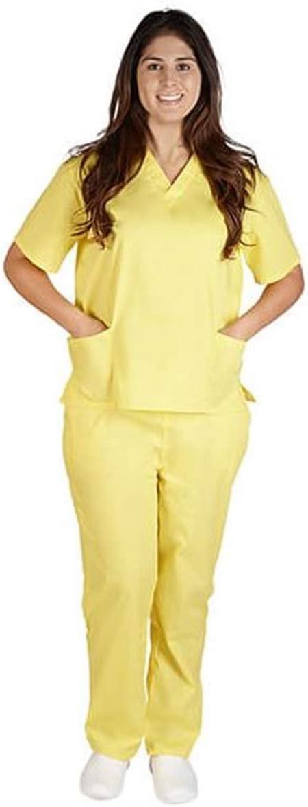 imageNatural Uniforms Womens Scrub Set Medical Scrub Tops and Pants Pack of 6 SetYellow