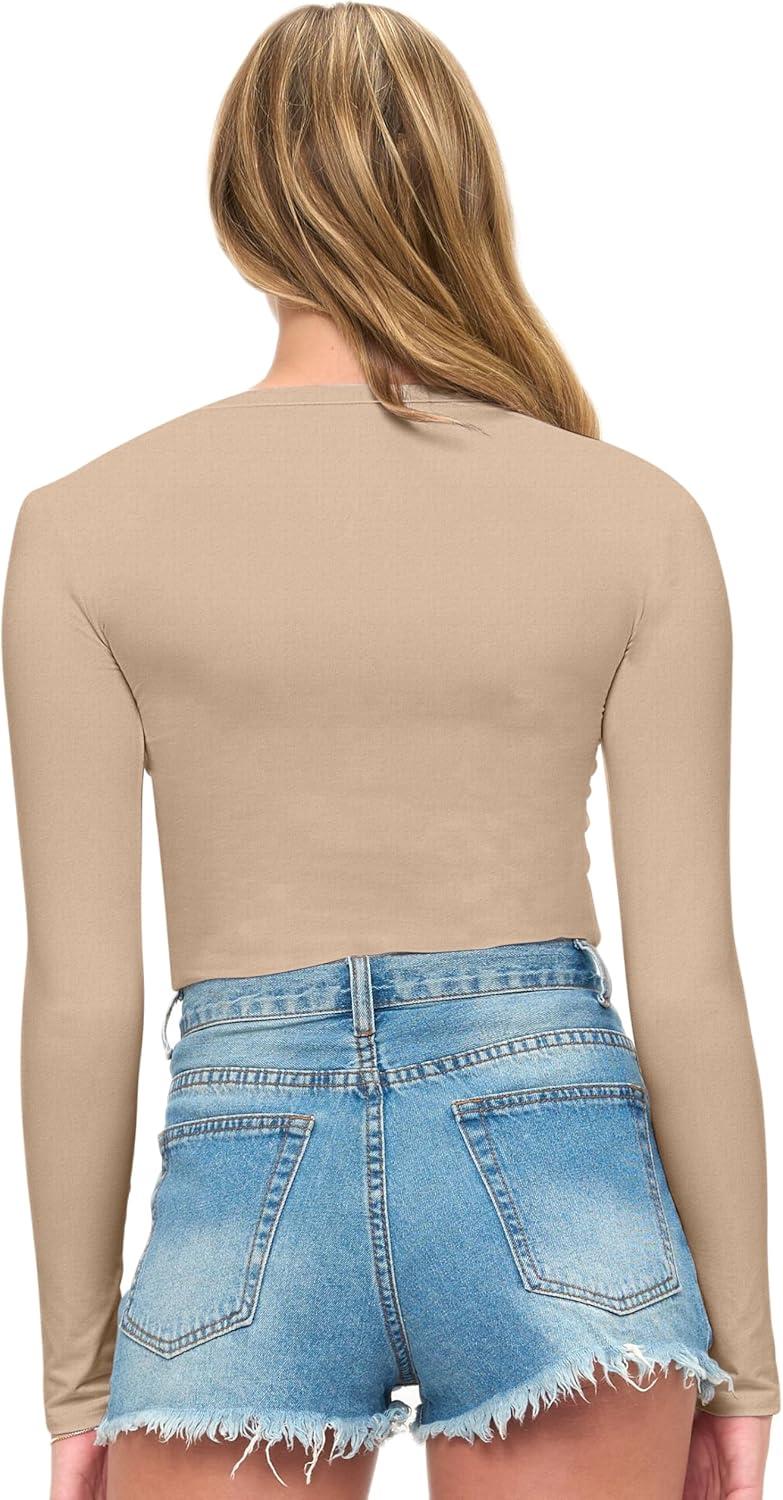 imageNatural Uniforms Womens Super Soft Super Stretch Y2K Long Sleeve Baby Tee Crop TopSun Kiss