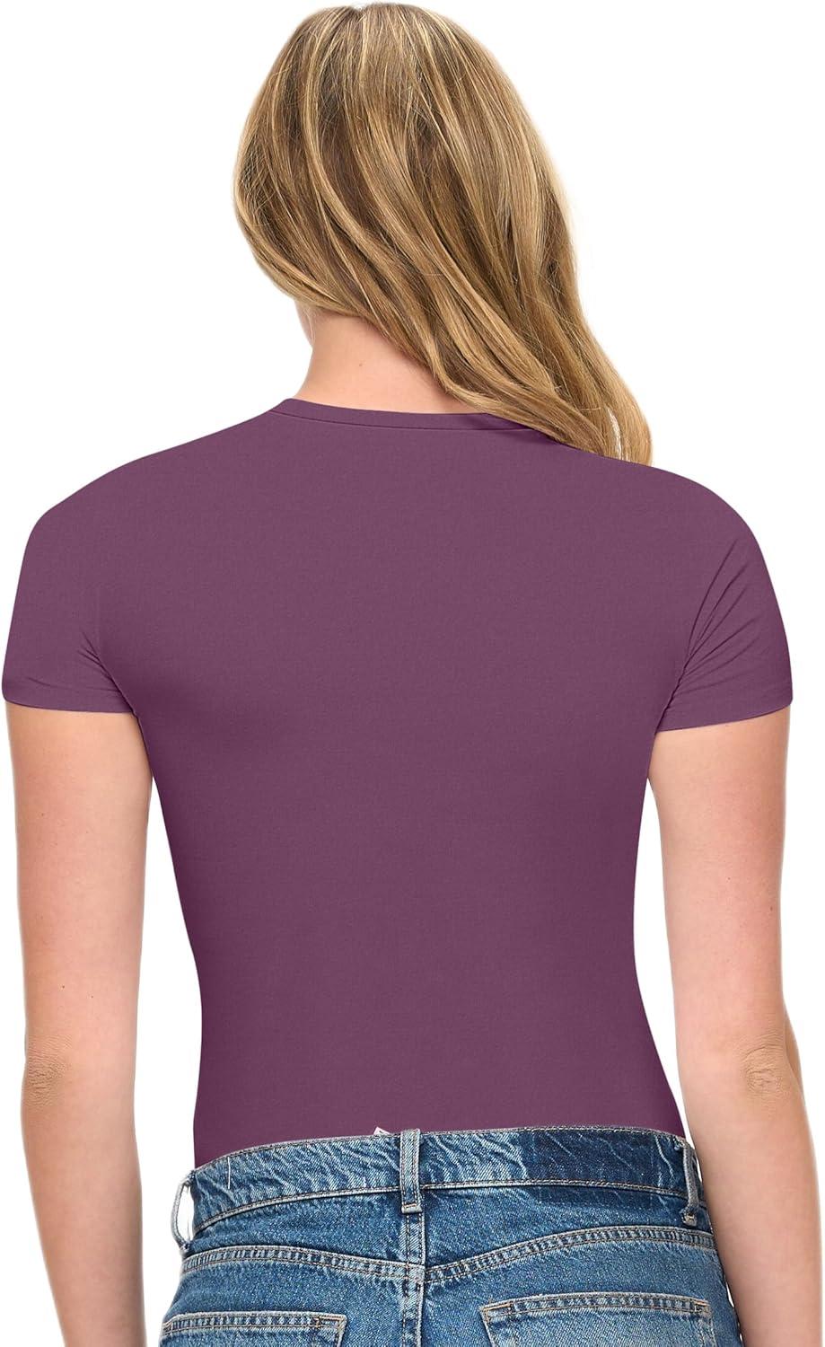 imageNatural Uniforms Womens Super Soft Super Stretch Y2K Short Sleeve Baby Tee Crop TopArgyle Purple