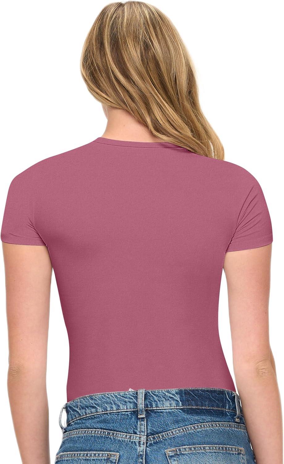 imageNatural Uniforms Womens Super Soft Super Stretch Y2K Short Sleeve Baby Tee Crop TopCheateau Rose