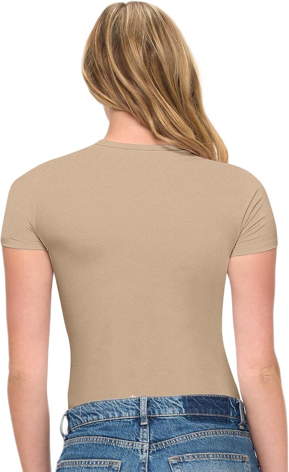 imageNatural Uniforms Womens Super Soft Super Stretch Y2K Short Sleeve Baby Tee Crop TopSand