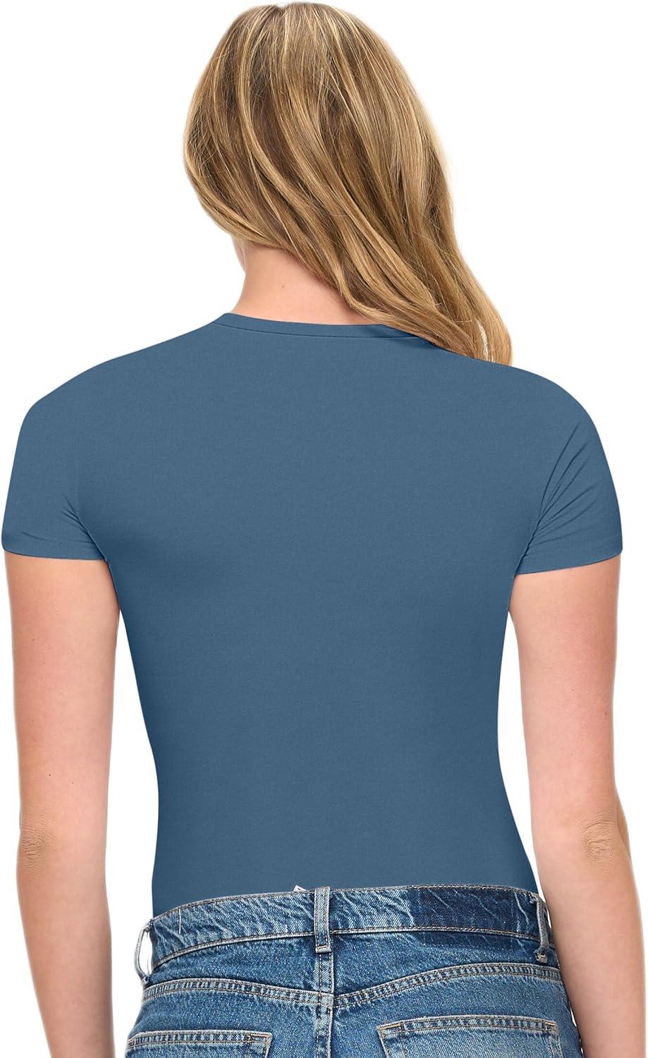imageNatural Uniforms Womens Super Soft Super Stretch Y2K Short Sleeve Baby Tee Crop TopStellar Blue