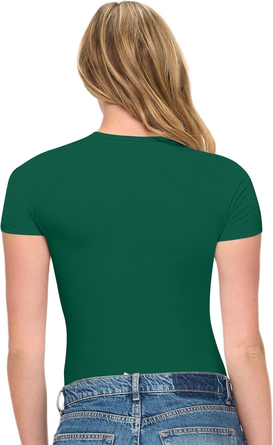 imageNatural Uniforms Womens Super Soft Super Stretch Y2K Short Sleeve Baby Tee Crop TopTrue Hunter Green