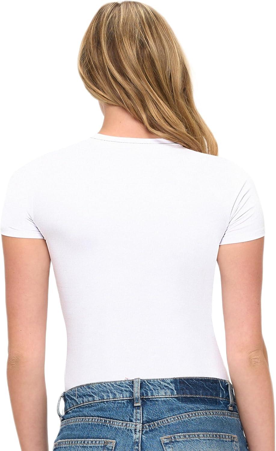imageNatural Uniforms Womens Super Soft Super Stretch Y2K Short Sleeve Baby Tee Crop TopWhite