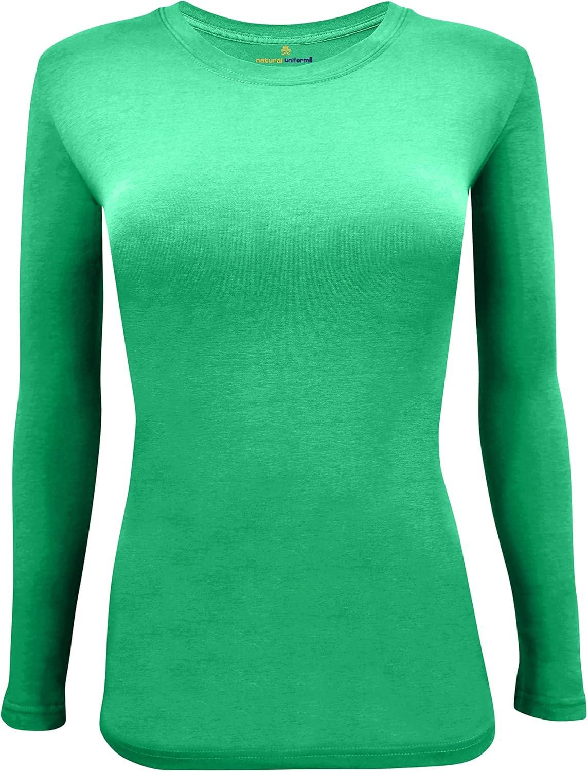 imageNatural Uniforms Womens Under Scrub Tee Crew Neck Long Sleeve TShirt5PackGreen
