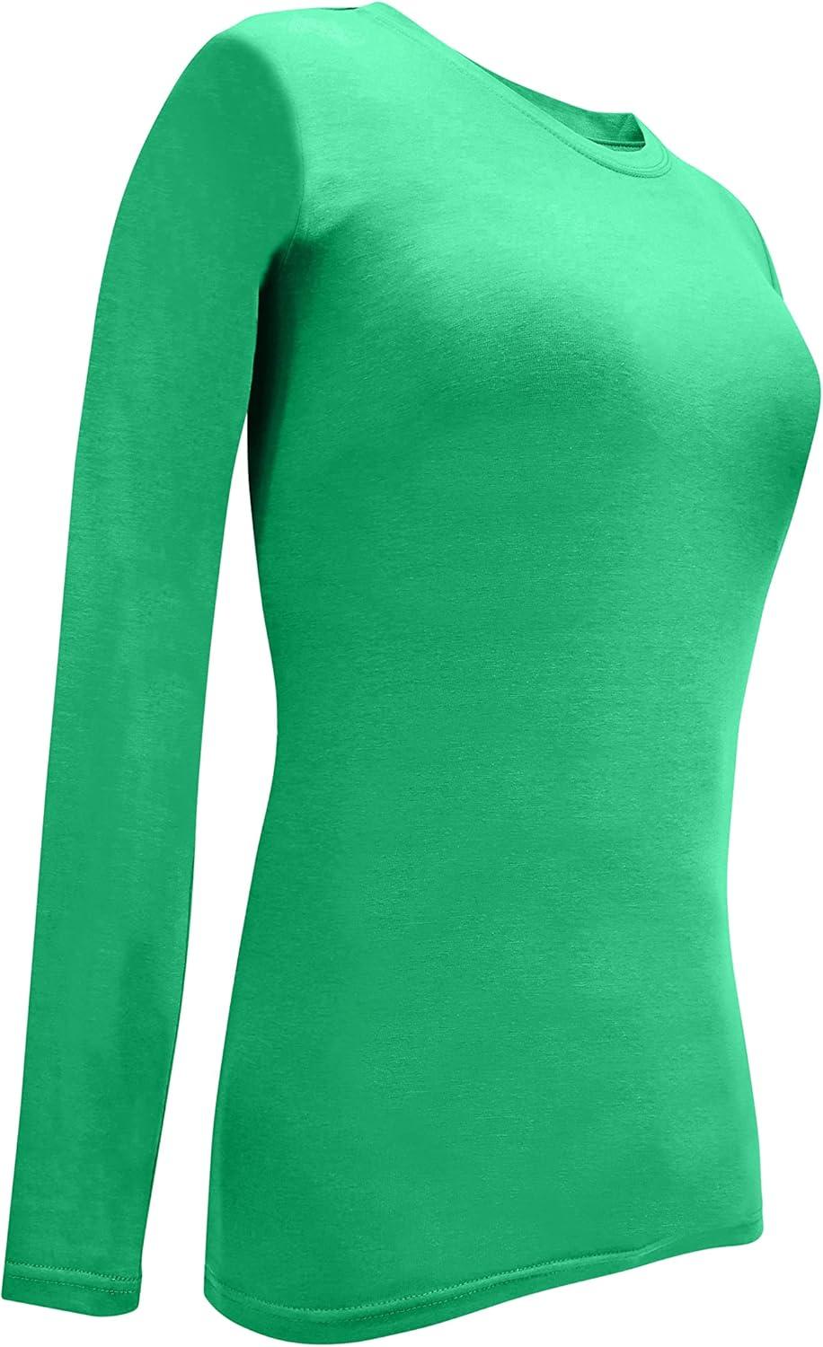 imageNatural Uniforms Womens Under Scrub Tee Crew Neck Long Sleeve TShirt5PackGreen