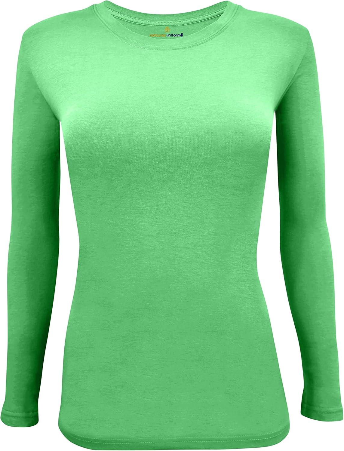 imageNatural Uniforms Womens Under Scrub Tee Crew Neck Long Sleeve TShirt5PackLight Green