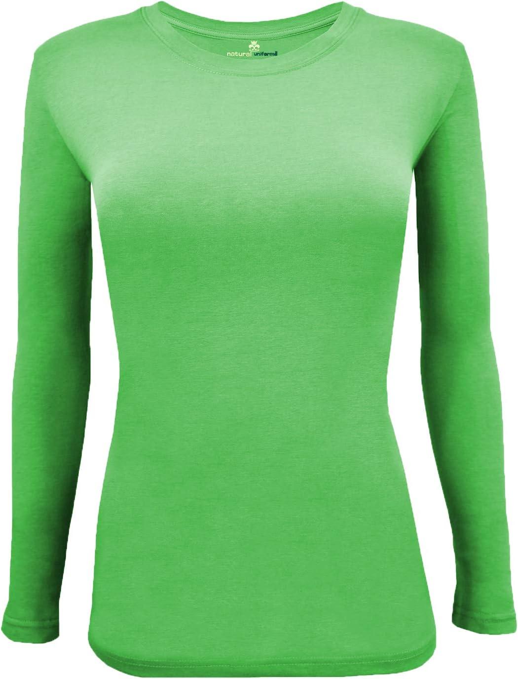 imageNatural Uniforms Womens Under Scrub Tee Crew Neck Long Sleeve TShirt5PackLime Green