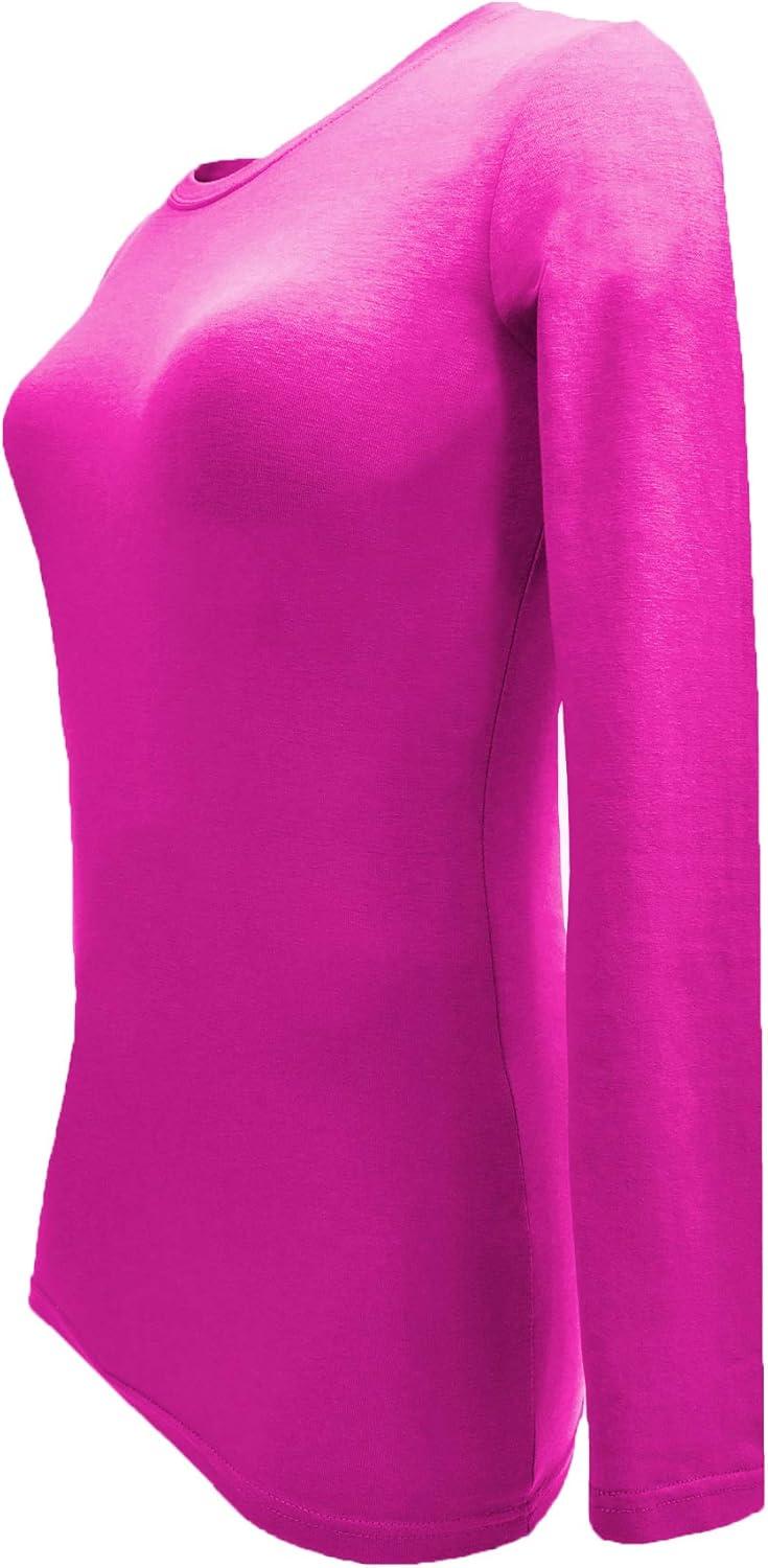 imageNatural Uniforms Womens Under Scrub Tee Crew Neck Long Sleeve TShirt5PackNeon Pink