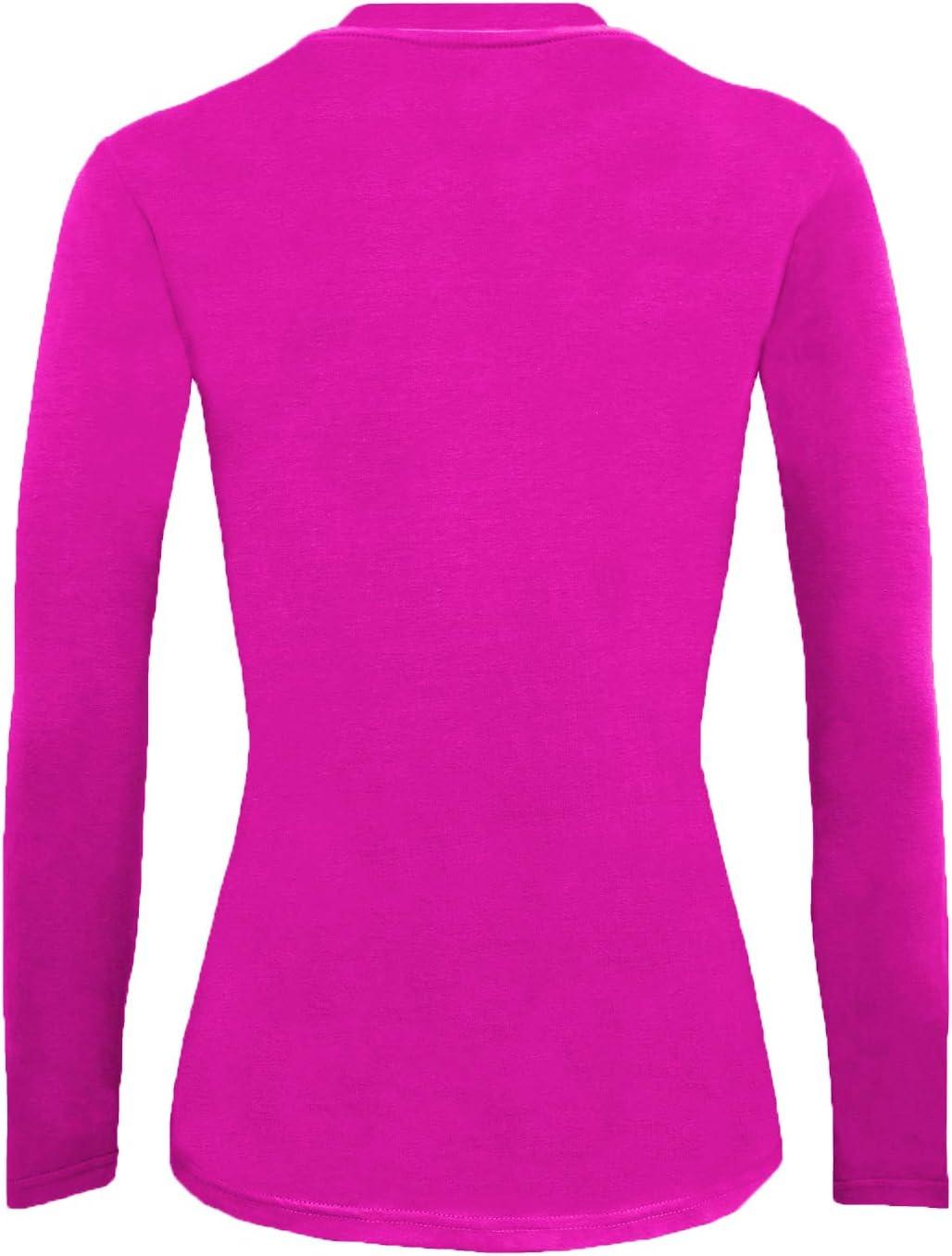 imageNatural Uniforms Womens Under Scrub Tee Crew Neck Long Sleeve TShirt5PackNeon Pink