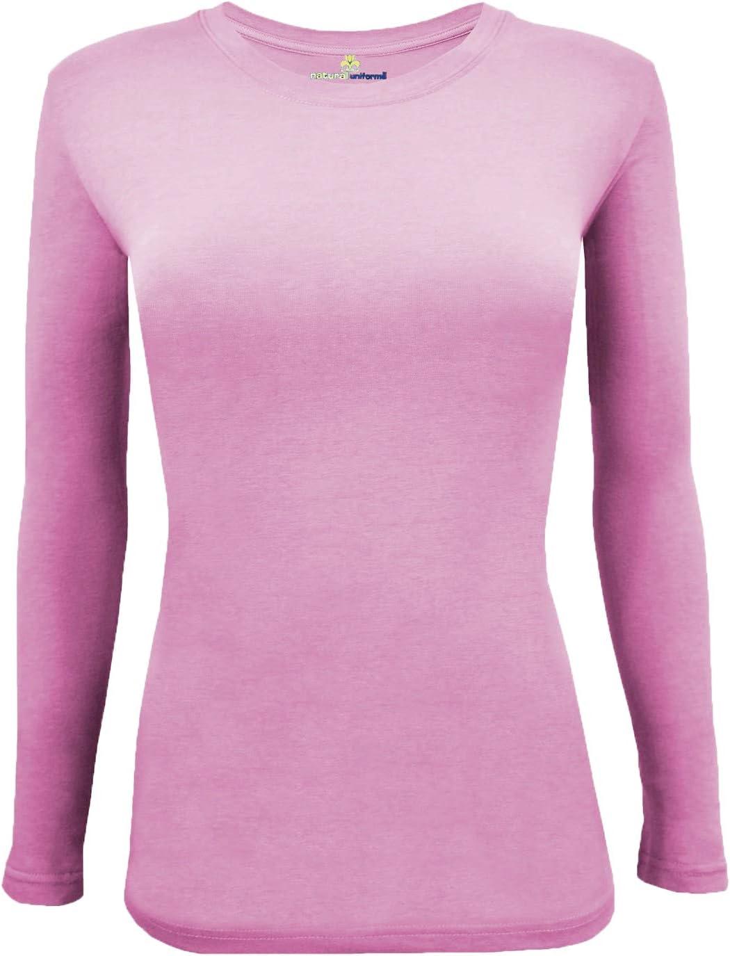 imageNatural Uniforms Womens Under Scrub Tee Crew Neck Long Sleeve TShirt5PackPink
