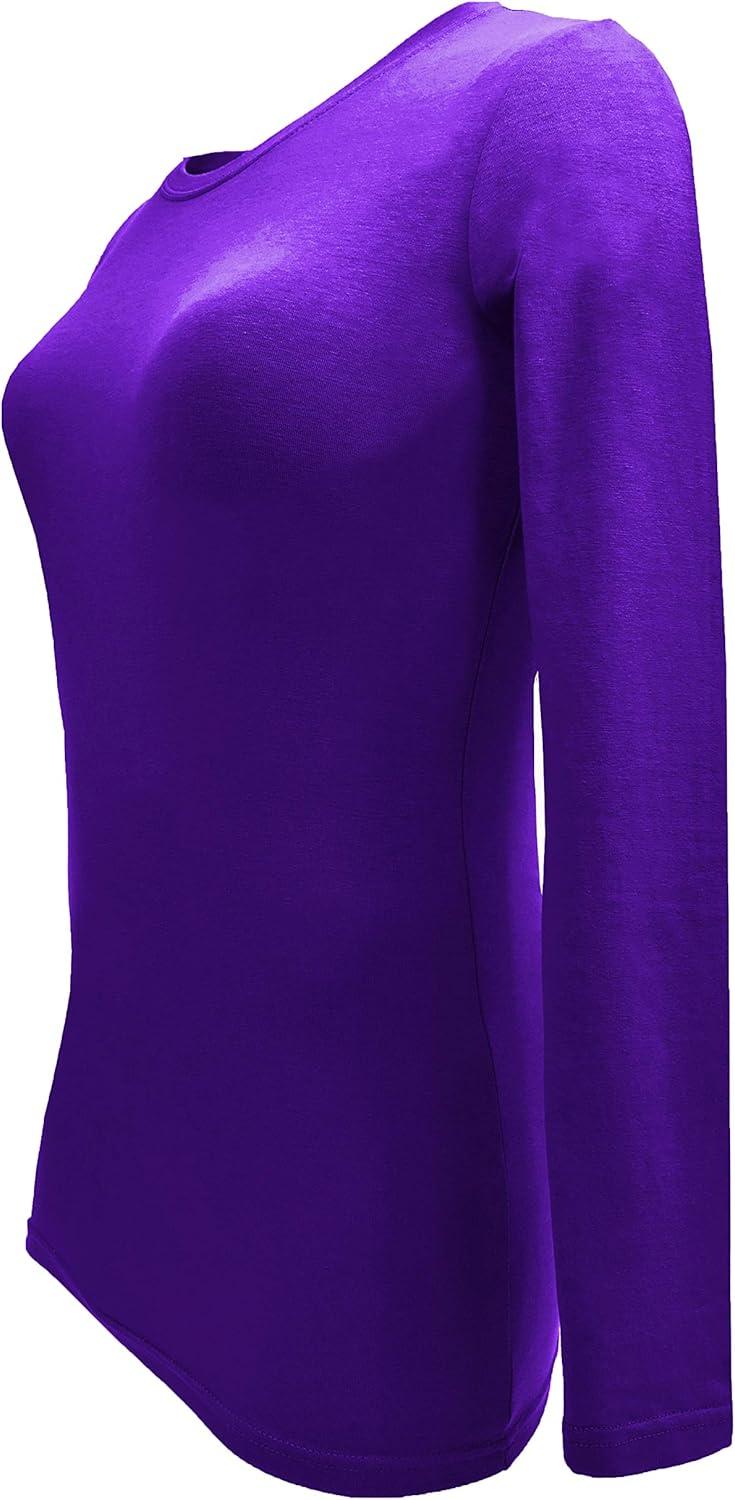 imageNatural Uniforms Womens Under Scrub Tee Crew Neck Long Sleeve TShirt5PackPurple
