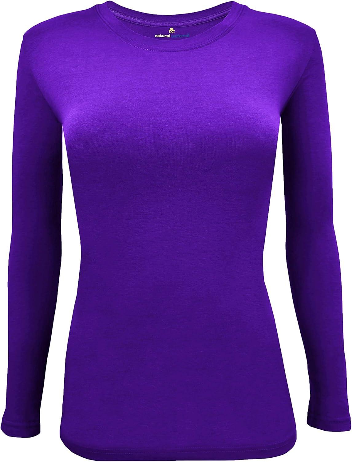 imageNatural Uniforms Womens Under Scrub Tee Crew Neck Long Sleeve TShirt5PackPurple