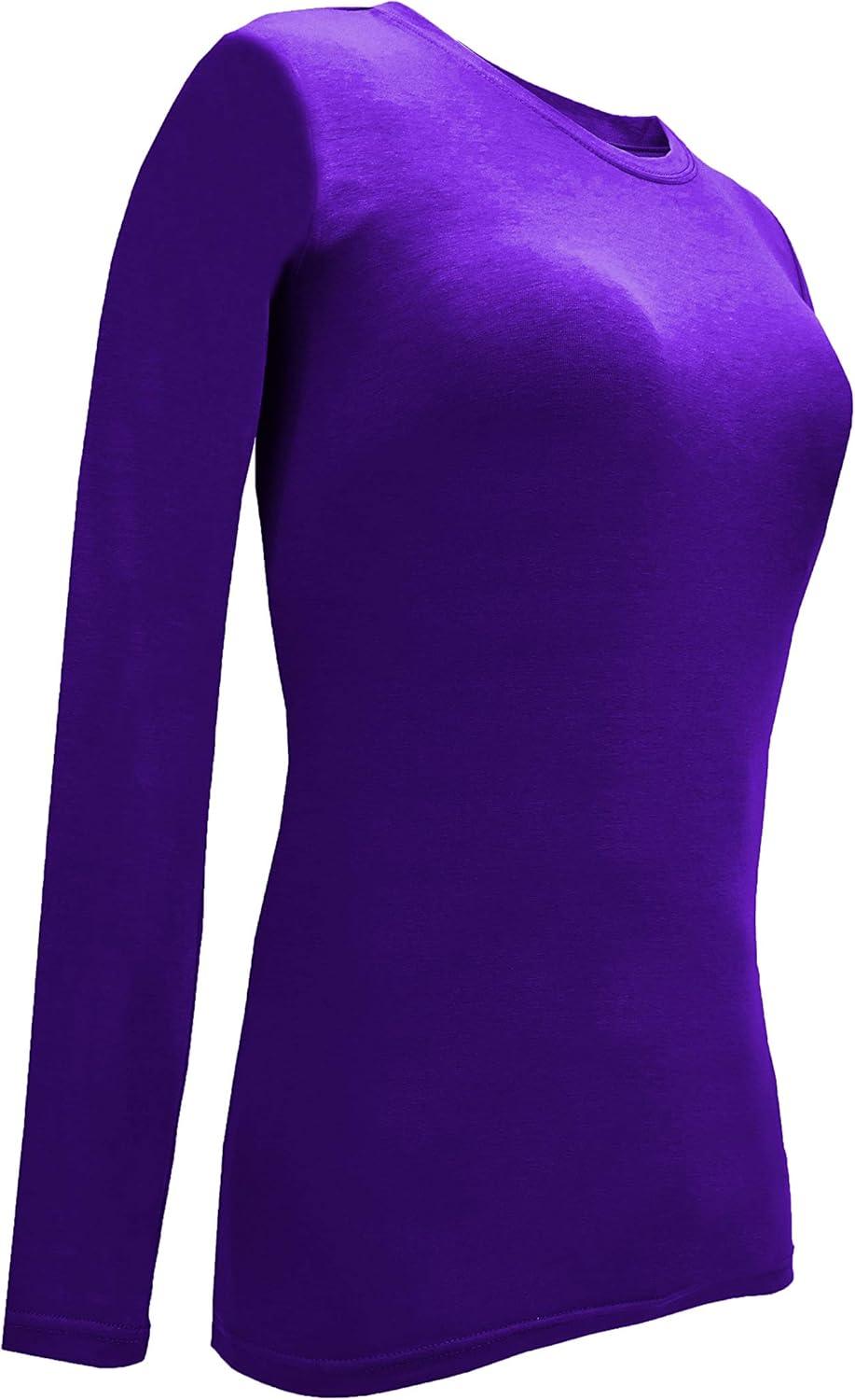 imageNatural Uniforms Womens Under Scrub Tee Crew Neck Long Sleeve TShirt5PackPurple