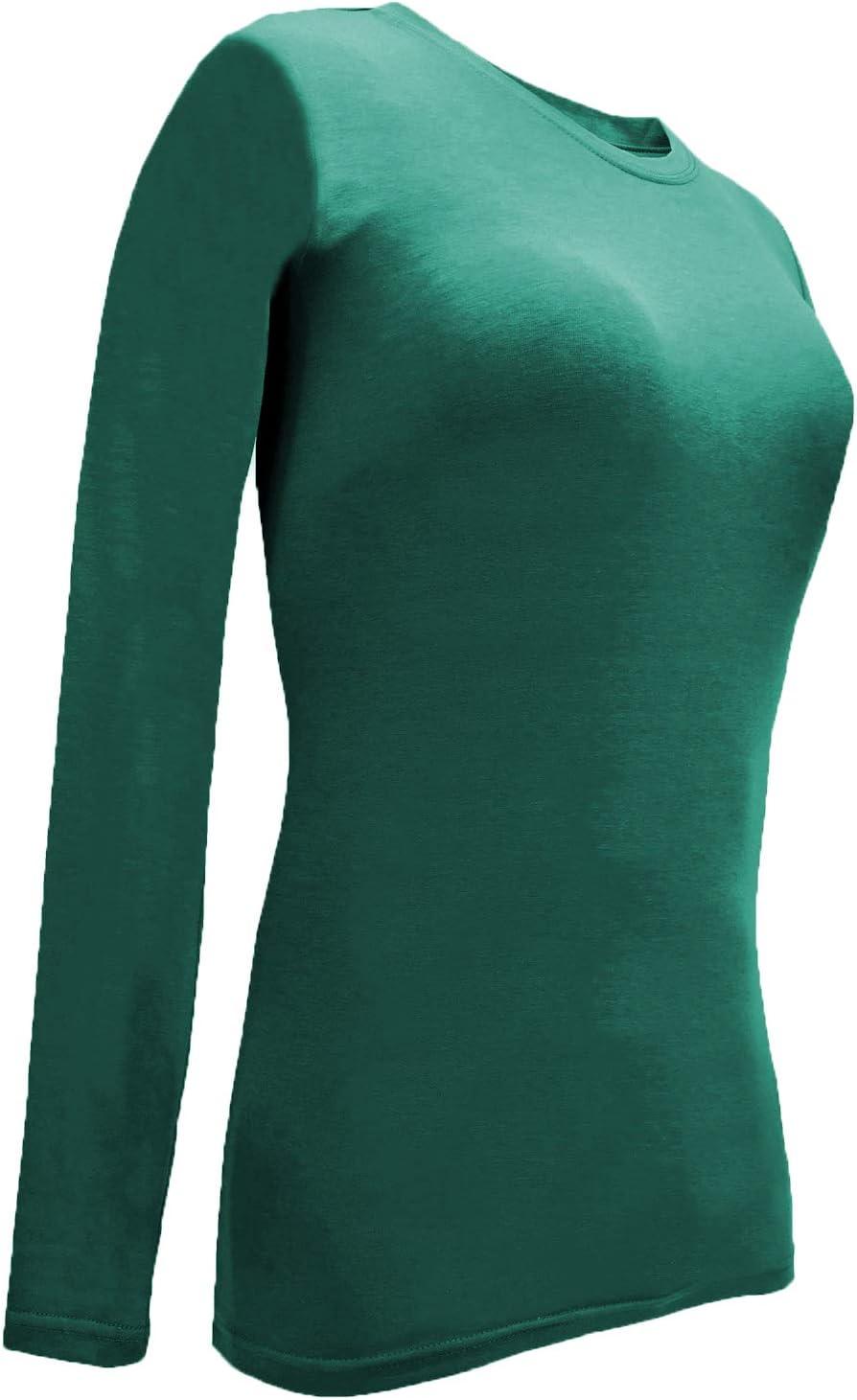 imageNatural Uniforms Womens Under Scrub Tee Crew Neck Long Sleeve TShirt5PackTrue Hunter Green