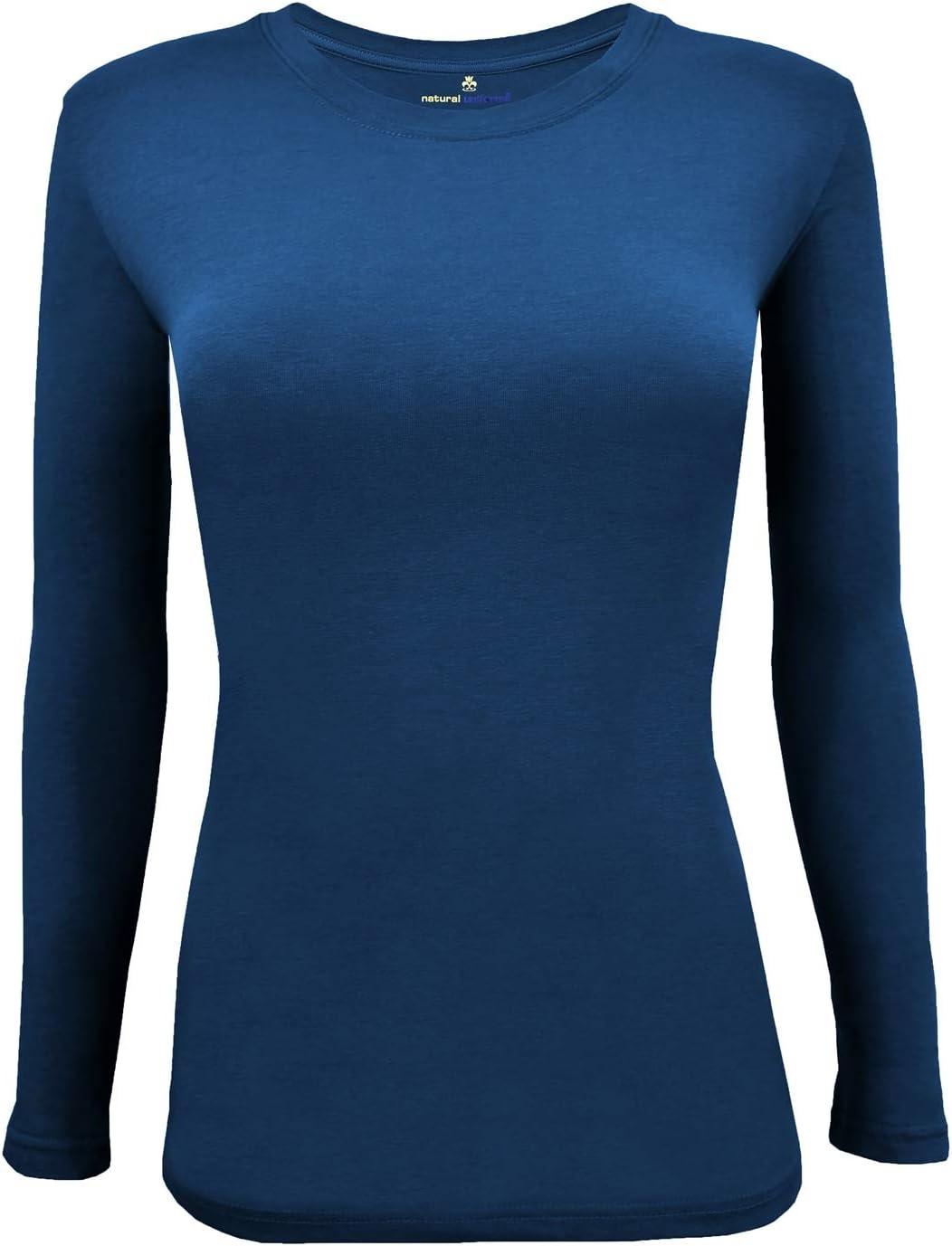 imageNatural Uniforms Womens Under Scrub Tee Crew Neck Long Sleeve TShirt5PackTrue Navy Blue