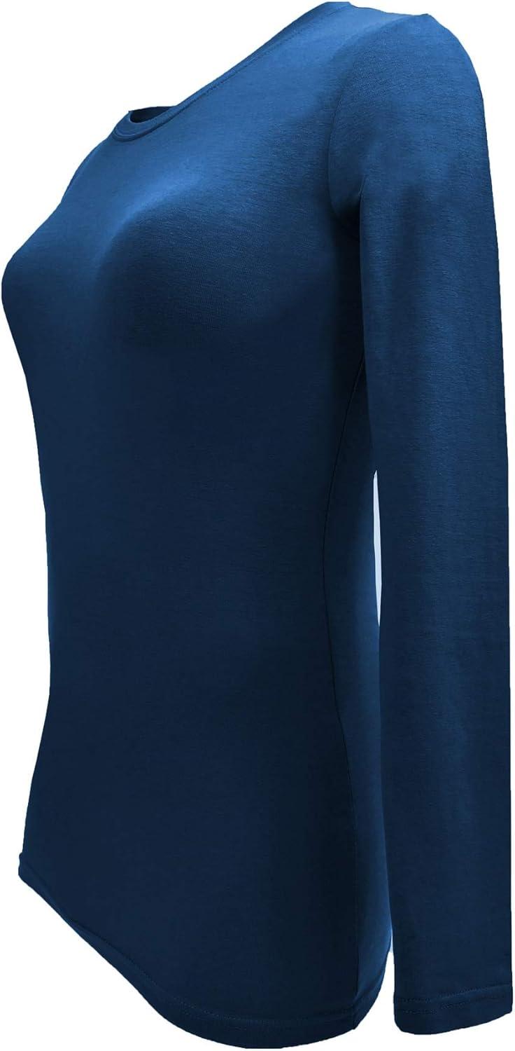 imageNatural Uniforms Womens Under Scrub Tee Crew Neck Long Sleeve TShirt5PackTrue Navy Blue