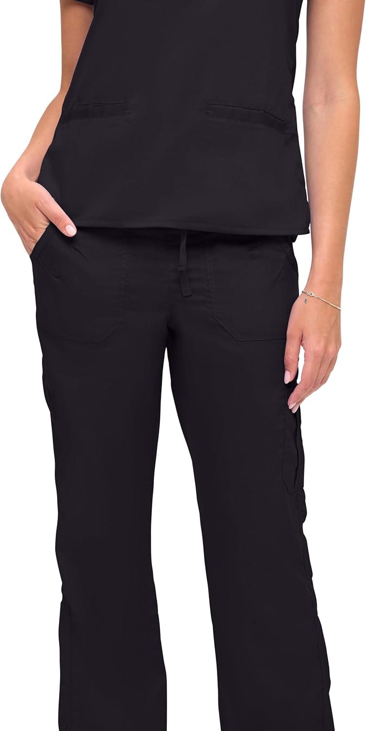 imageSoft Premium VNeck Professional WorkWear Women Top and Pant Set 81179118Black