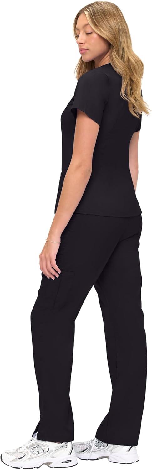 imageSoft Premium VNeck Professional WorkWear Women Top and Pant Set 81179118Black