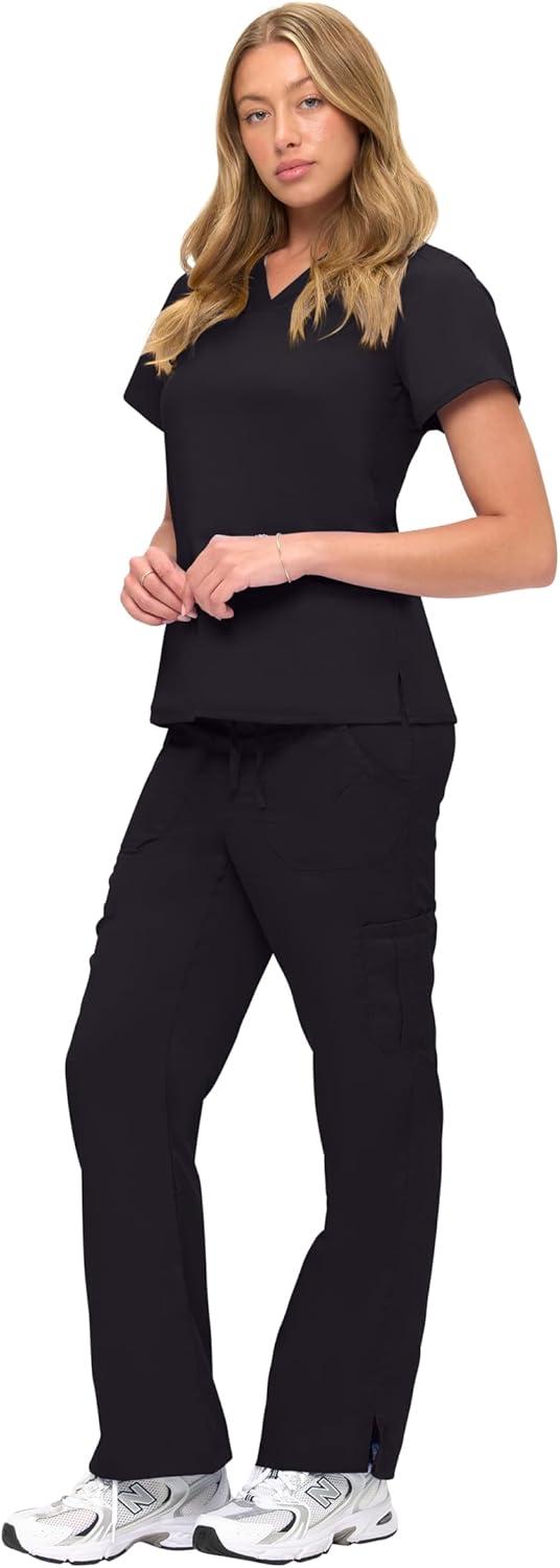 imageSoft Premium VNeck Professional WorkWear Women Top and Pant Set 81179118Black
