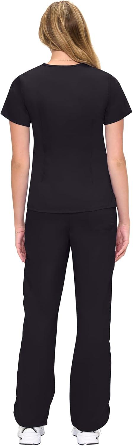 imageSoft Premium VNeck Professional WorkWear Women Top and Pant Set 81179118Black