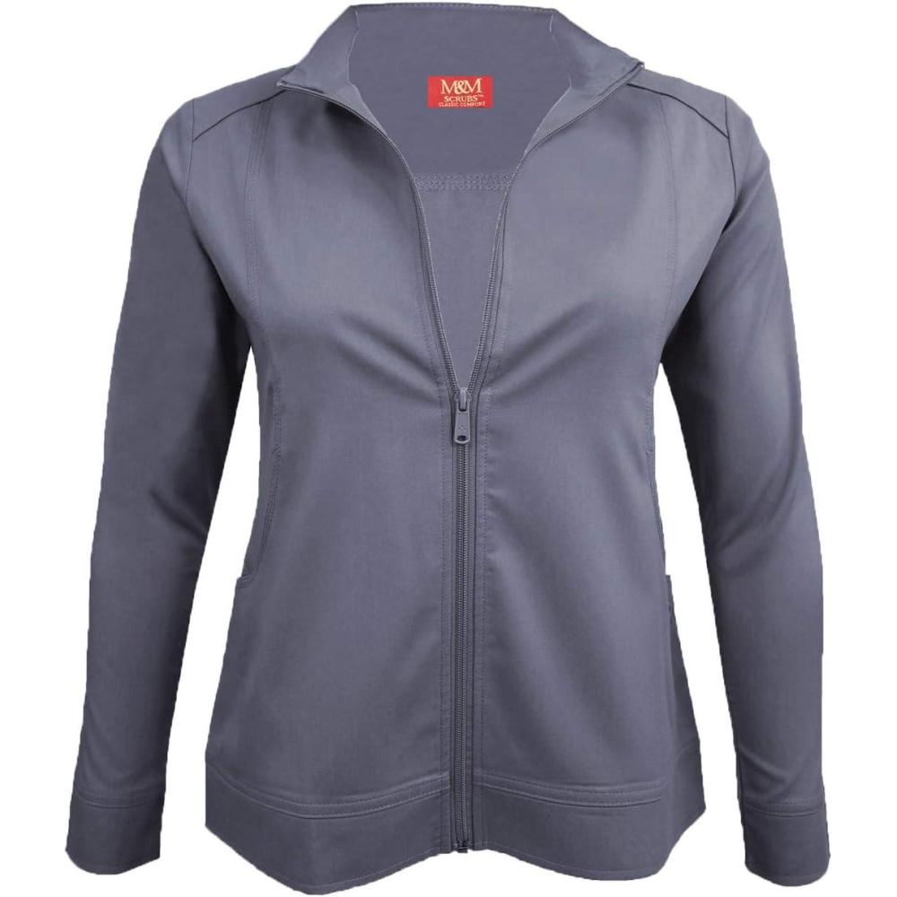 imageMampM Scrubs Womens Ultra Soft Front Zip WarmUp Scrub Jacket 5200Charcoal
