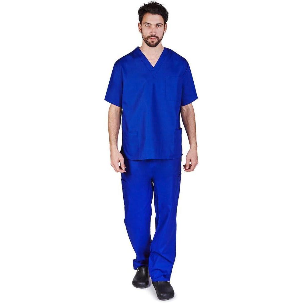 imageNatural Uniforms Comfortable Fit Mens Workwear Uniform 8 Pocket Top and Pant SetDark Royal Blue