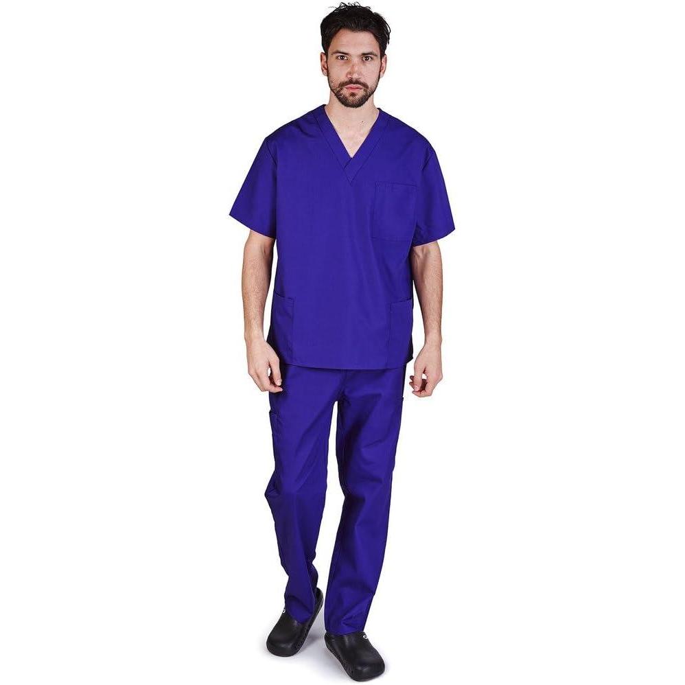 imageNatural Uniforms Comfortable Fit Mens Workwear Uniform 8 Pocket Top and Pant SetPurple