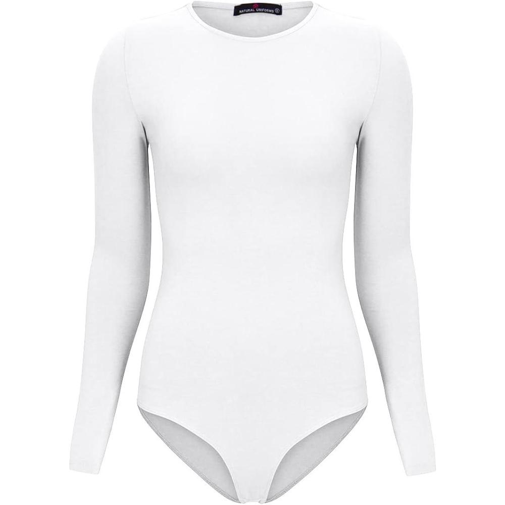 imageNatural Uniforms MampM Scrubs Long Sleeve Body SuitBreathable Cotton StretchWhite