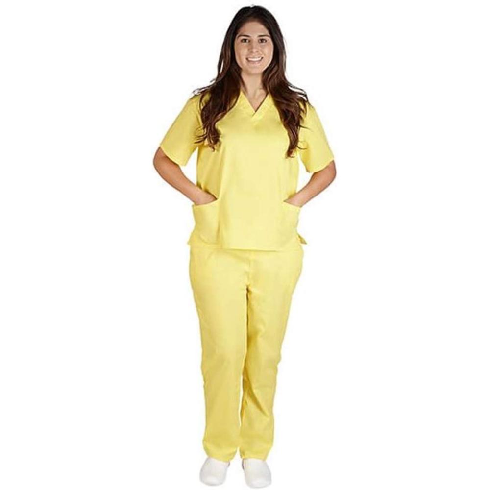 imageNatural Uniforms Mens Scrub Set Medical Scrub Tops and Pants XXXLarge Yellow